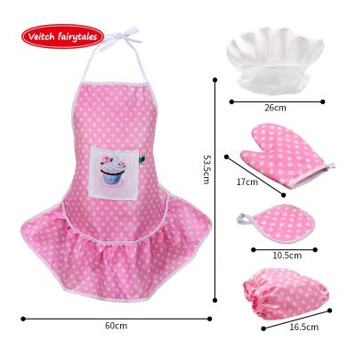 China Veitch's Fairy Tales Drinks/Food Pretend Role Play Costume Kitchen Toy Baking Cooking Accessories Children's Apron Mittens Chef Hat For Kid Girl for sale