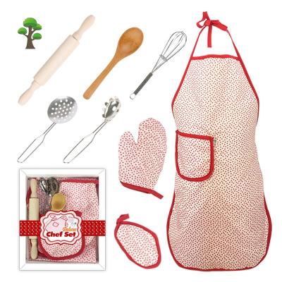 China Kids Chef Set Kid Pretend Play Cooking Toddler Baby Kid Boy Girl Hat Apron Kits Mini Kitchen Toy Set For Chef Tools Kids for sale