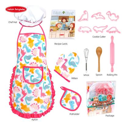 China Metal Kid Pretend Play Cooking Toddler Baby Kid Boy Girl Hat Apron Kits Mini Kitchen Toy Set For Chef Kids Supplies for sale