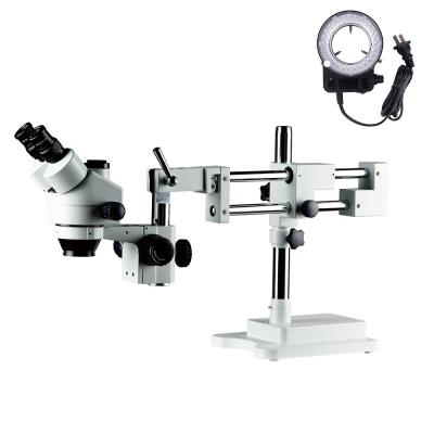 China Microscope with Electronic Boom Stand Double Zoom 7X-45X Zoom Eyepiece 7X-45X Digital Microscope Student Lab Stereo Education LED for sale