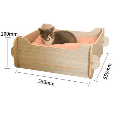 China Amazon Breathable 2022 New Pet Supplies Large Multifunctional Cute Pet Cat Dog Bed Made Of Wooden Material for sale