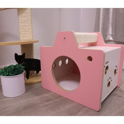 China Manufacturer Customized Multicolor Indoor Outdoor Dog Cat Sleeping Fun Viable Multicolor Pet Scratcher House Wooden Carton In Different Sizes for sale