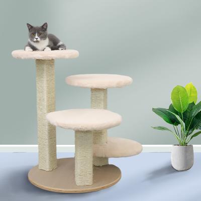 China Durable Custom Easy Assemble Large Sisal Cat Treehouse Durable Multilevel Wooden Housing Cat Tree Tower for sale