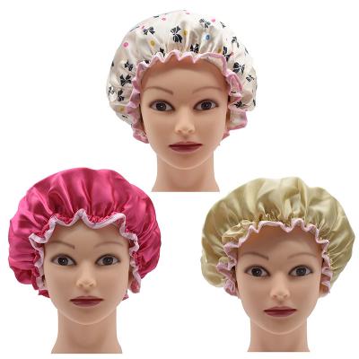 China Environmentally Friendly And Practical Double-Layer Shower Cap Double-Layer Sustainable Anti-Vapor Waterproof Hat for sale