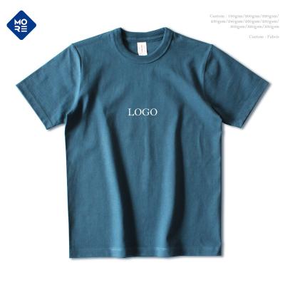 China White High Quality Embroidery Anti-Wrinkle Heavyweight 100% Cotton T-shirt Dtg Printing Custom Made Mens O-neck T-shirts for sale