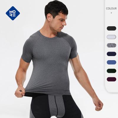 China Custom High Quality Elastic Nylon Fabric Sports Anti-Wrinkle Gym Fitness Dry-Fit Men's Dry-Fit T-Shirts Blank Screen Printing T-shirt for sale