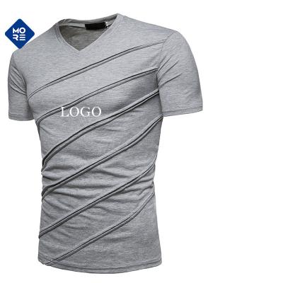 China Other Wholesale Manufacturers Custom V-Neck Acrylic Fiber Fitted Sport Custom Plain Knitted Mens T Shirts Sports T-Shirt For Men for sale