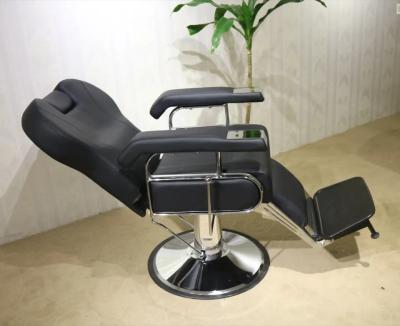 China Retro Contemporary Luxury Vintage Black Frame Salon Hair Cutting Barber Chair for sale