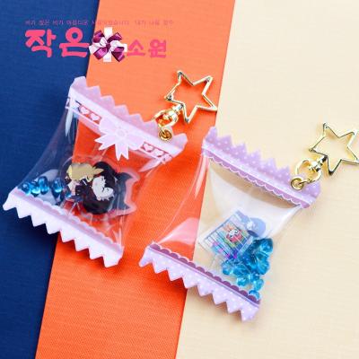 China FREE SAMPLE Promotional Custom Candy Bag Acrylic Key Keepsake Gift Chain Charms With Your Design for sale