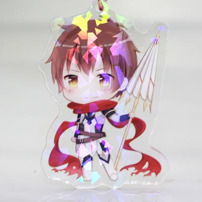 China Gift NO MOQ printed clear transparent shiny glitter acrylic custom key chain with anime for sale