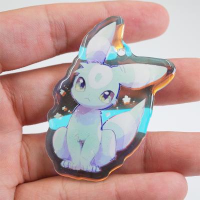 China High Quality Custom Holographic Acrylic Charm Glitter Hologram Promotion Gift Hotsales Anime Key Chain for sale