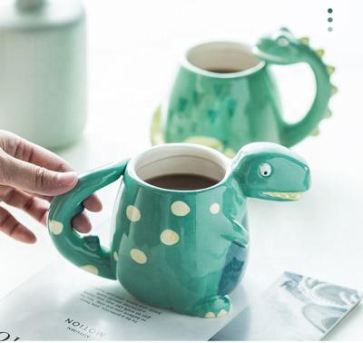 China CLASSIC Cute Cartoon Dinosaur Shaped Love Kids Mug Ceramic Coffee Mug Cartoon Mug For Girl And Kid for sale