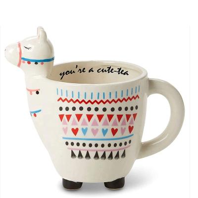 China Cartoon Llama Coffee Mug with Hand Printed Designs and Printed Saying - Cartoon Coffee Mug for Girl for sale