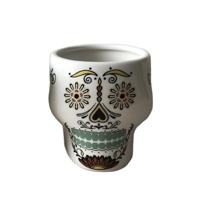 China Viable Skull Ceramic Shot Glass Wholesales Spirit Glass Beer Mug Creative Beer Mug for sale