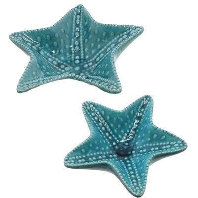 China Decorative Europe Starfish Trinket And Jewelry Ceramic Tray for sale