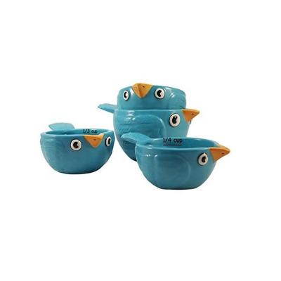 China Viable Creative Adorable Blue Birds Measuring Cup Sets 4 Pcs Ceramic Measuring Cup Set For Kitchen for sale