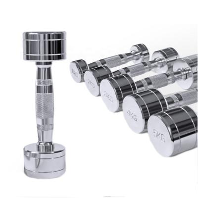 China Chorme Universal High Quality Steel Dumbbell Round Electroplating Dumbbell for Gym and Fitness Sport for sale