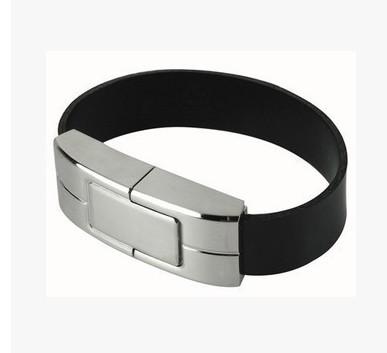 China Rectangle Leather Wristband USB Flash Drive , Metal Wristband USB 16GB Memory for sale