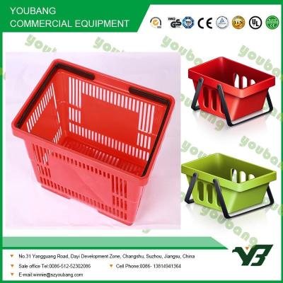 China Red Small Plastic Supermarket Shopping Basket with handle grocery baskets for sale