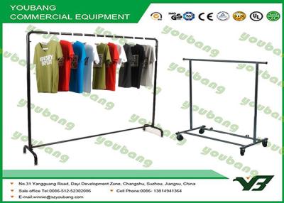 China Single Pole Movable Metal Garment Rack With 4 Wheels For Clothes Store for sale