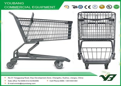 China 160L Metal Market shopping trolley / Colorful Shopping Cart With Seat Board for sale