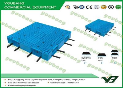 China Recycled HDPE Gridding Heavy duty plastic pallet with steel tube Single faced RoHS for sale