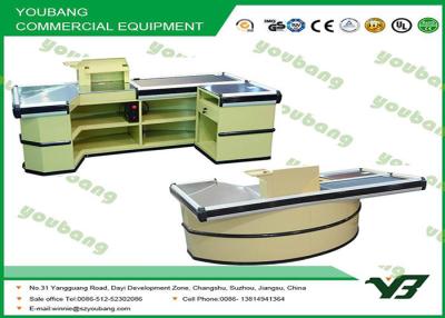 China Custom Electric Supermarket cash register with conveyor belt  powder coating for sale