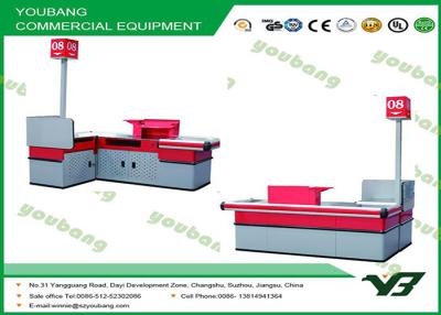 China Durable  Supermarket Checkout Counter / Metal Cash Table With Different Colors for sale