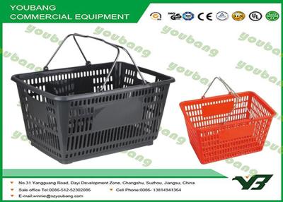 China Stackable black shopping baskets for retail stores , hand held shopping baskets for sale