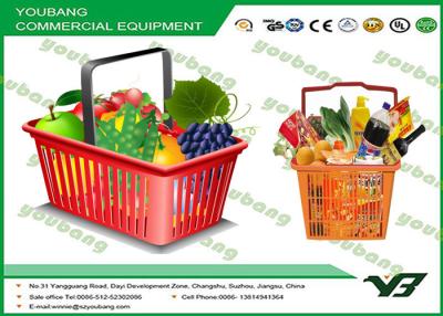 China Red Color Plastic shopping baskets with handles , reusable shopping basket With CE , SGS for sale