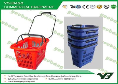 China OEM Plastic Supermarket Rolling shopping basket cart with 4 wheels for Storage for sale