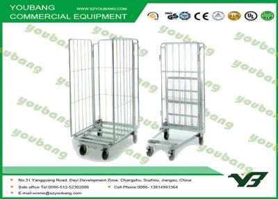 China Four Wheels Storage Cargo Logistics Warehouse Trolley 500kg Roll Cart  4 Sides for sale