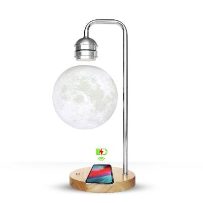 China Phone Charger 3D Night Hanging Creative Wireless Floating Bulb Rotating In Air Magnetic Levitation Vgazer Moon Levitating Lamp for sale