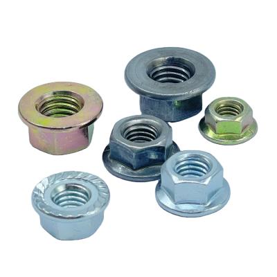 China Din6923 Heavy Industry Hex Nuts With Flange Washer Press Riveted Hexagon Flange Nut for sale