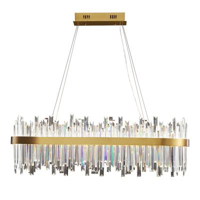 China Modern Rectangular Pendant Light Fixture for Dining Room Kitchen Island Crystal Chandeliers for sale