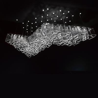 China Hall Custom Large Project Luxury LED Modern Villa Decoration Lobby Hotel Exhibition Pendant Light Glass Chandelier for sale