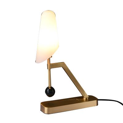 China Nordic Simple Modern Glass Copper Modern Retro Lamp European Simple Small Table Lamp Bedroom Table Light Luxury Warm Marriage Bedside Lamp for sale