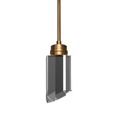 China 1-Light Cylinder Modern Crystal Pendant Light Gold Brushed Brass with Modern K9 LED Crystal Ceiling Hanging Pendant Lighting for sale