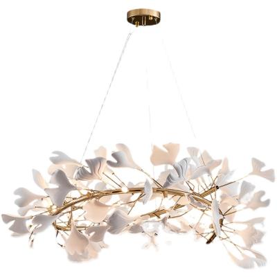 China Modern Leaves Branch Decorative Luxury Ceramic Chandelier for Living Room Dining Room Bedroom for sale