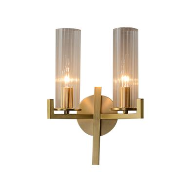 China Nordic Modern All-Copper Wall Lamps Post Modern Gold Minimalist Living Room Background Wall Lights Bedroom Bedside Fixtures for sale