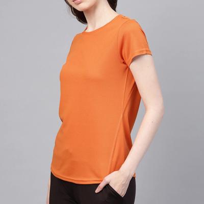 China Breathable Anti-Wrinkle Polyester Fashion Round Neck Running T-shirt Tops Woman T-shirt Summer for sale