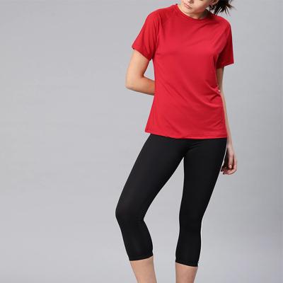 China Custom Logo Short-Sleeved Spandex /Polyester Anti-Wrinkle O-Neck Anti-Wrinkle Plain Woman T-Shirt With Logo for sale