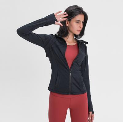 China Wholesale Anti-wrinkle Thumb Holes Women Jacket Sports Wear Fashion Slim Tight Yoga Jacket for sale