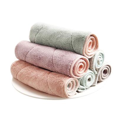 China Color Viable Single Microfiber Dishwashing Double-sided Absorbent Cloth Thickened Not Easy To Get Oily Kitchen Towel for sale