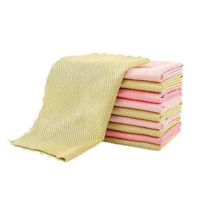 China Viable Kitchen Fish Scale Shaped Cloth Household Absorbent Cleaning Cloth To Remove Oil And Not Easy To Leave Marks To Clean Glass Towel for sale