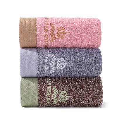 China Best Towel Stock Lot Bath Face Towel Crown Pattern Sustainable Selling Quality 100% Cotton for sale