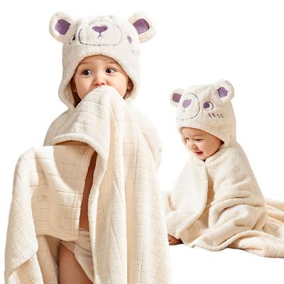 China Factory Wholesale Baby Stain Baby Hooded Cloak Bathrobe Children's Soft Absorbent Blanket Child Safe 105_105cm for sale