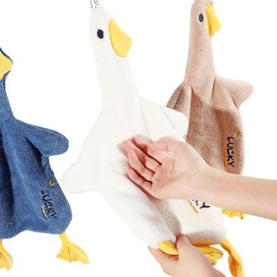 China New viable duck-shaped hand towel hanging toilet cute towel bear household soft thickened handkerchief for sale