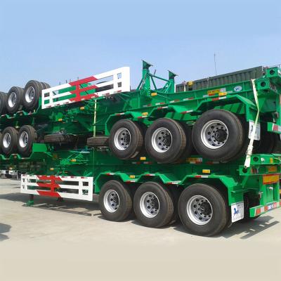 China Truck Trailer 3 Axles 20ft And 40ft Semi Trailer Container Truck Skeleton Trailer For Port for sale