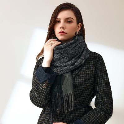 China Wholesale Korea Fashion Soft Tassel Winter Solid Color Cashmere Wool Plaid Shawls Warm Scarf For Women for sale